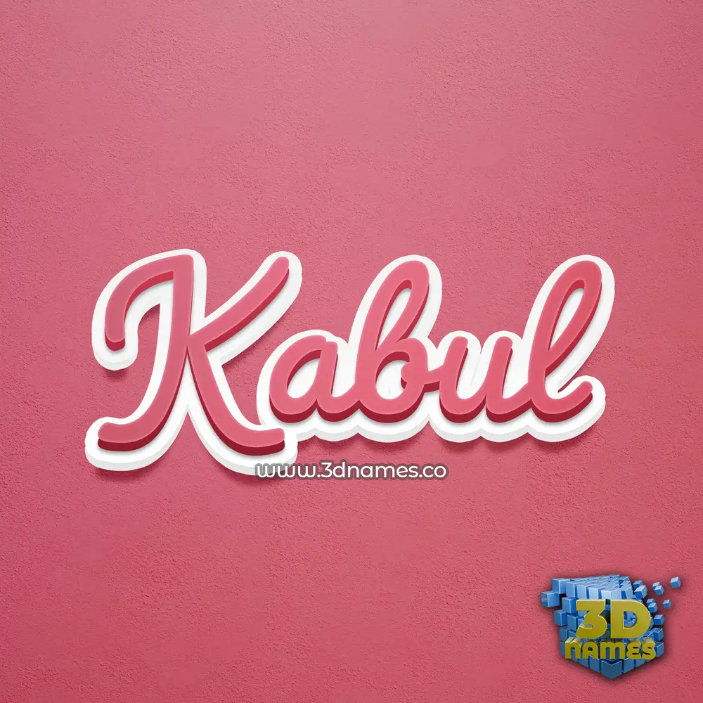 kabul in Red Scribble style - 3D name wallpaper