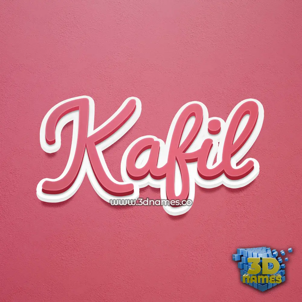 kafil in Red Scribble style - 3D name wallpaper
