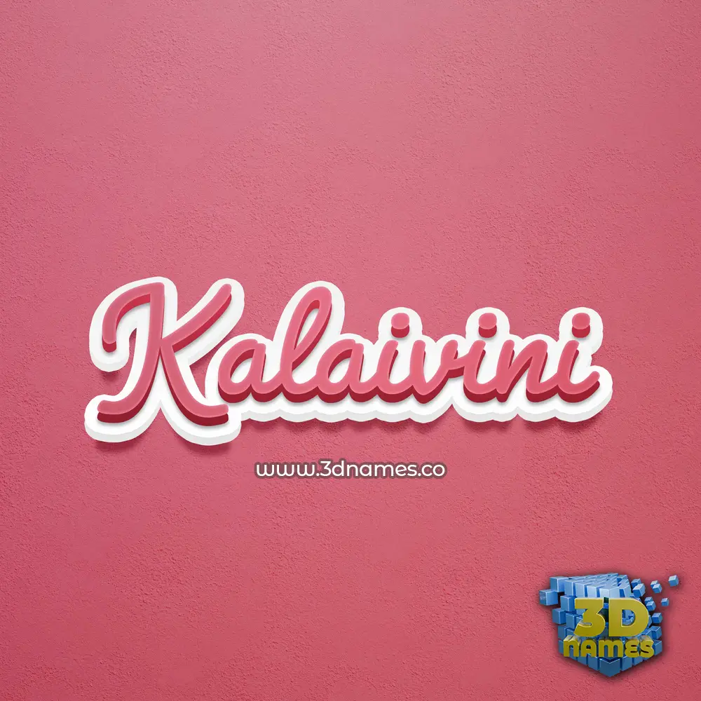 kalaivini in Red Scribble style - 3D name wallpaper