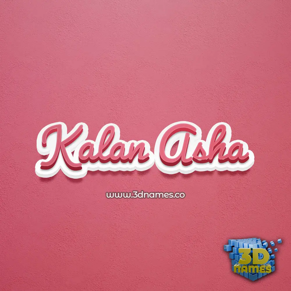 kalan asha in Red Scribble style - 3D name wallpaper