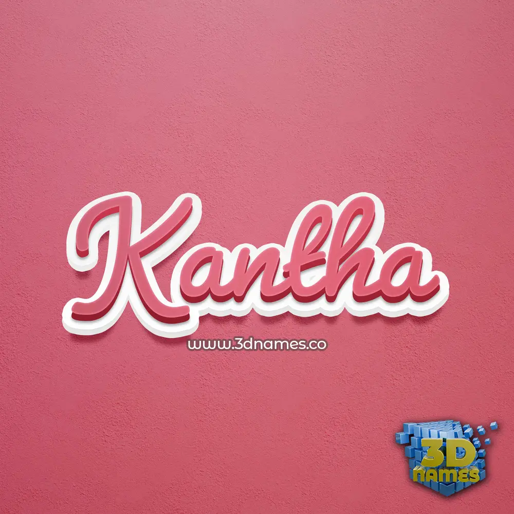 kantha in Red Scribble style - 3D name wallpaper