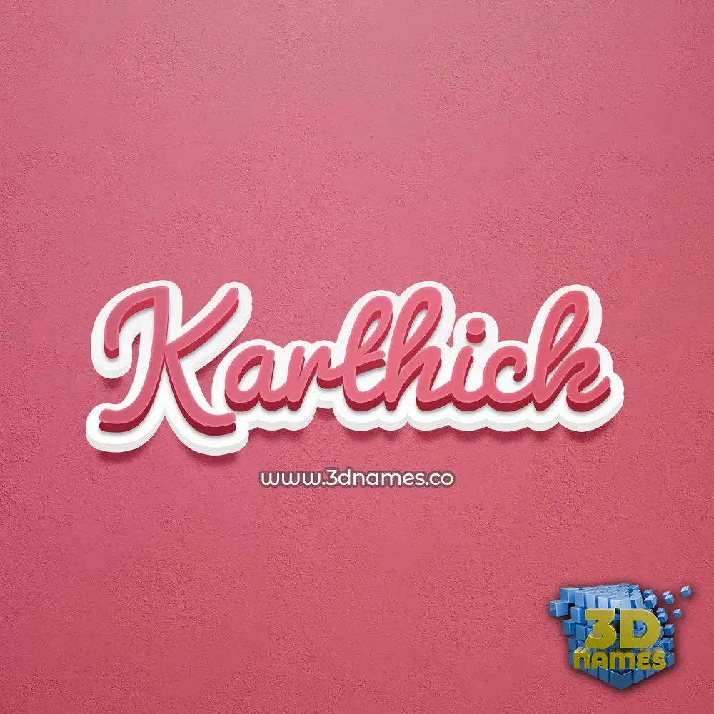 karthick in Red Scribble style - 3D name wallpaper