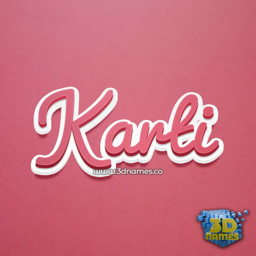 karti in Red Scribble style - 3D name wallpaper