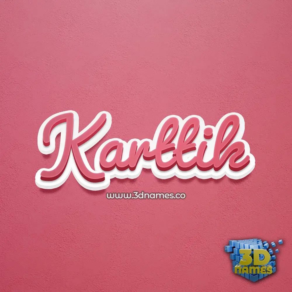 karttik in Red Scribble style - 3D name wallpaper