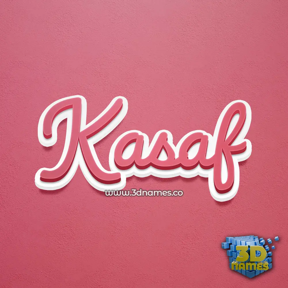 kasaf in Red Scribble style - 3D name wallpaper