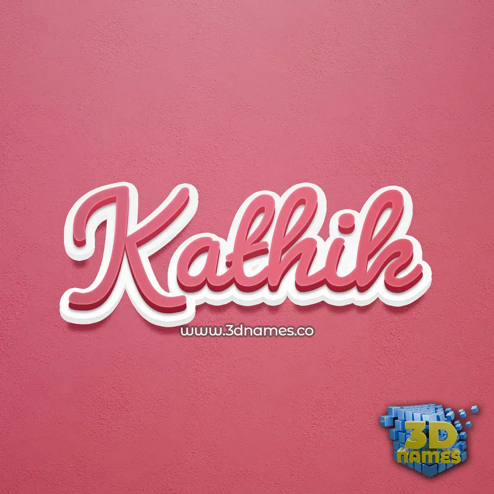 kathik in Red Scribble style - 3D name wallpaper