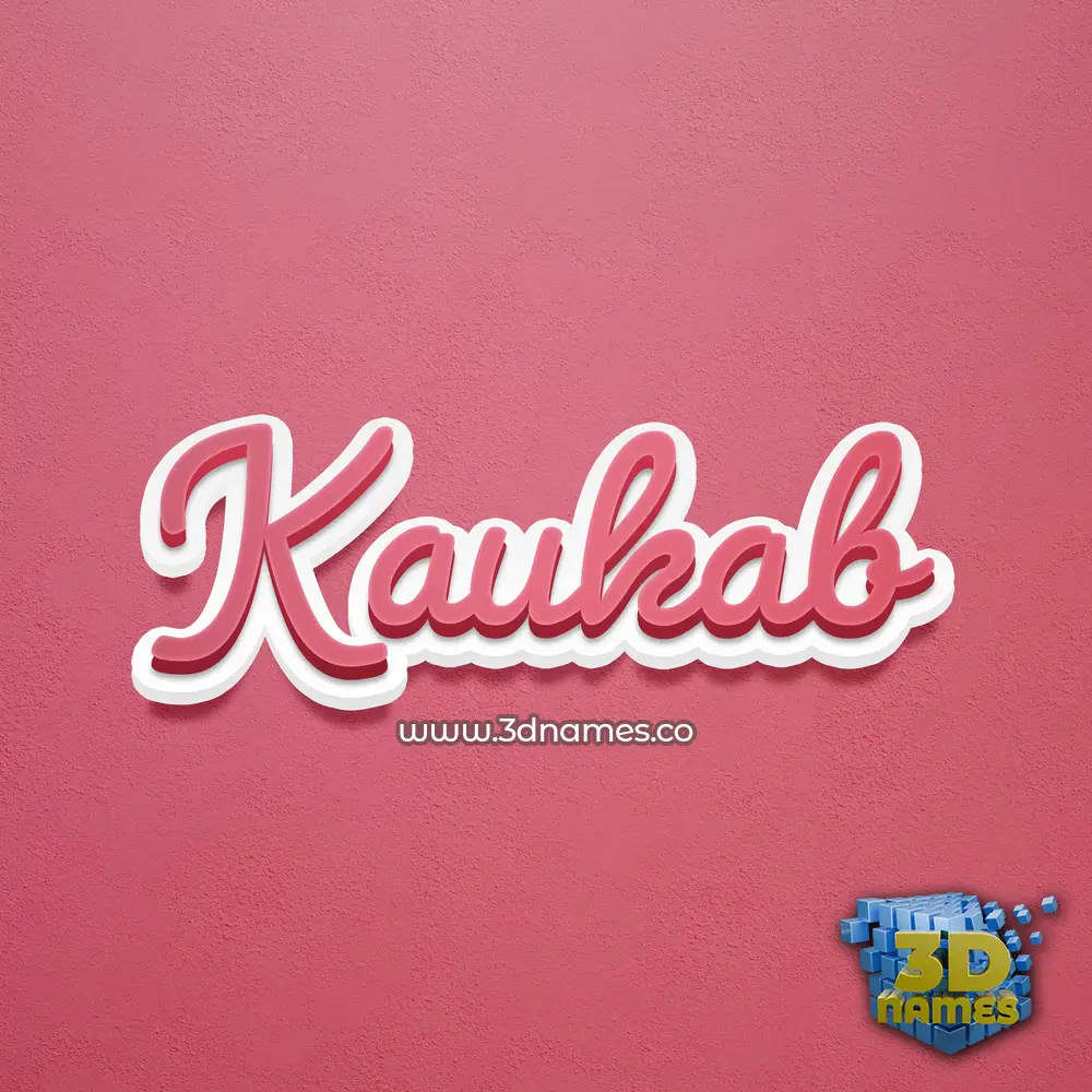 kaukab in Red Scribble style - 3D name wallpaper