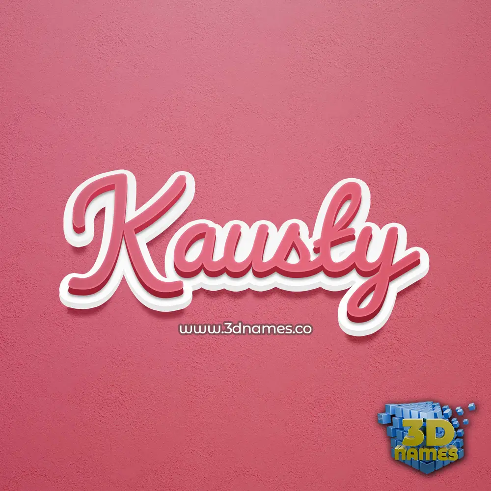 kausty in Red Scribble style - 3D name wallpaper