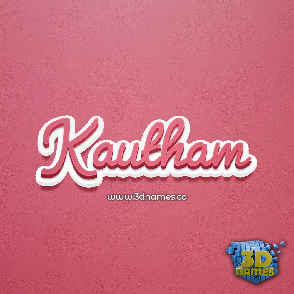 kautham in Red Scribble style - 3D name wallpaper