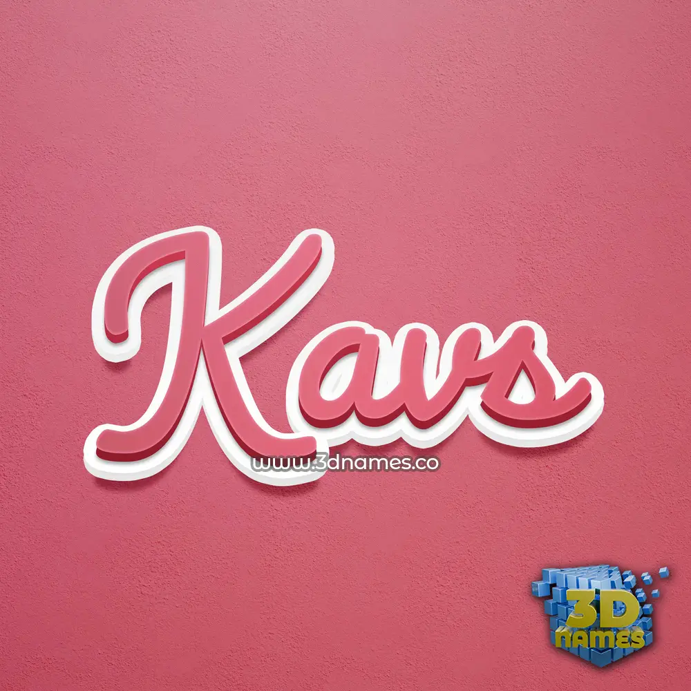kavs in Red Scribble style - 3D name wallpaper