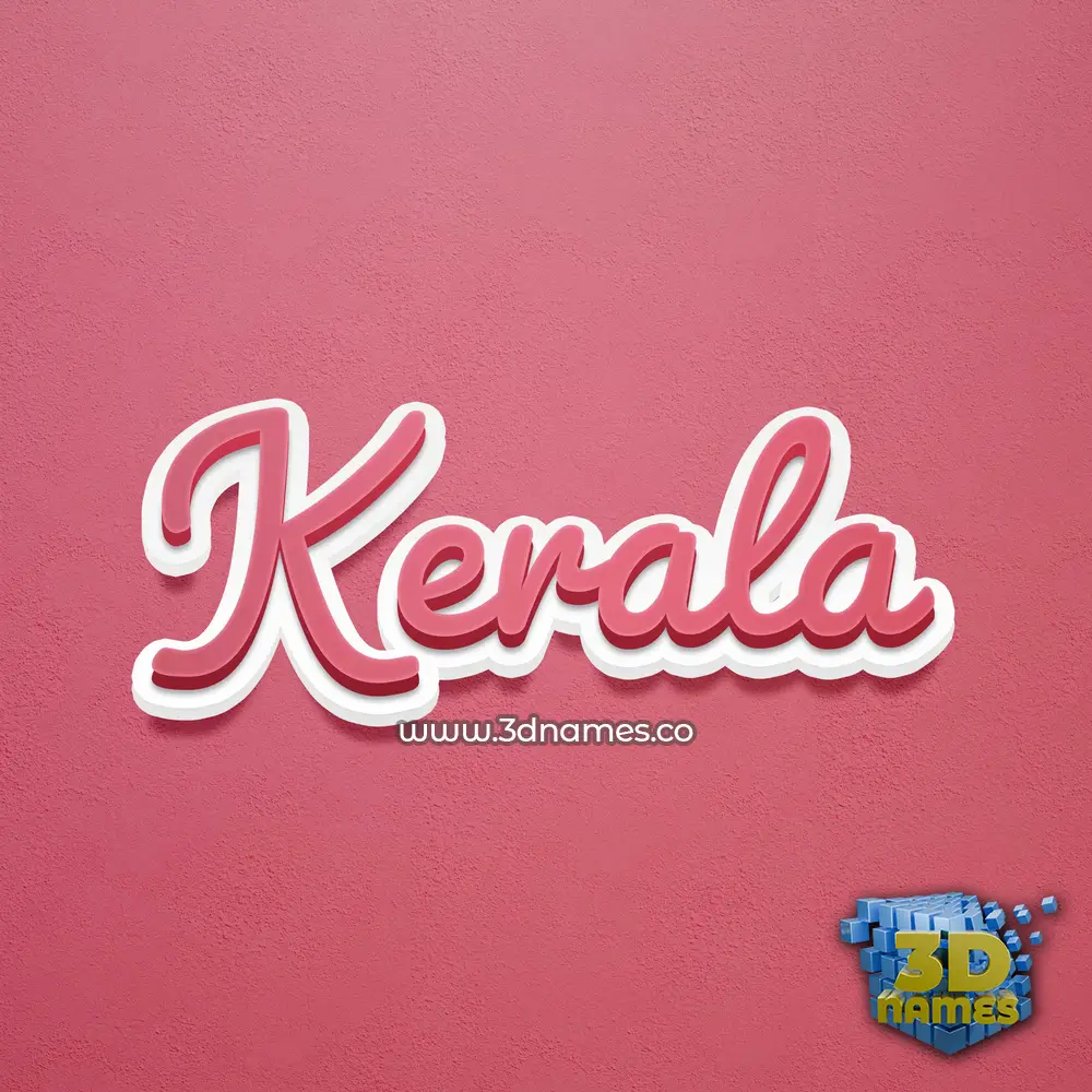kerala in Red Scribble style - 3D name wallpaper