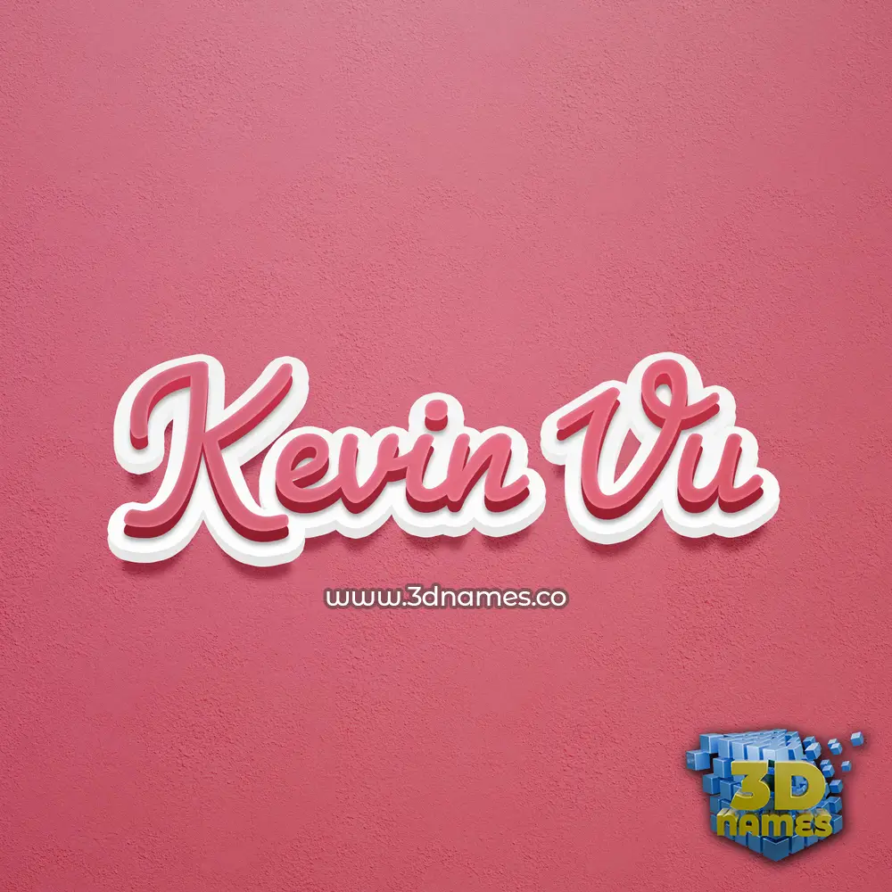 kevin vu in Red Scribble style - 3D name wallpaper