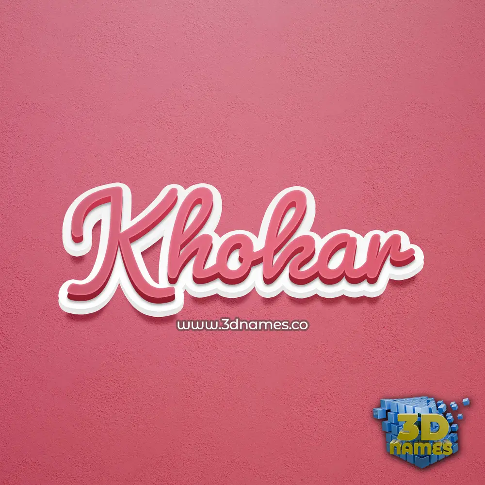 khokar in Red Scribble style - 3D name wallpaper
