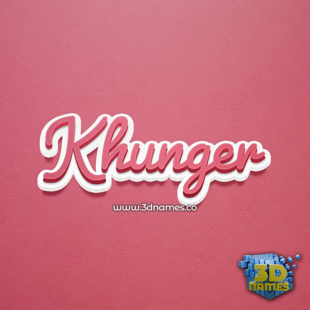 khunger in Red Scribble style - 3D name wallpaper