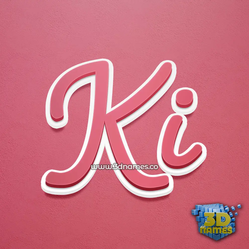 ki in Red Scribble style - 3D name wallpaper