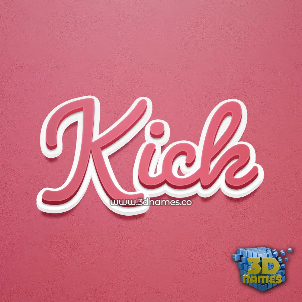 kick in Red Scribble style - 3D name wallpaper