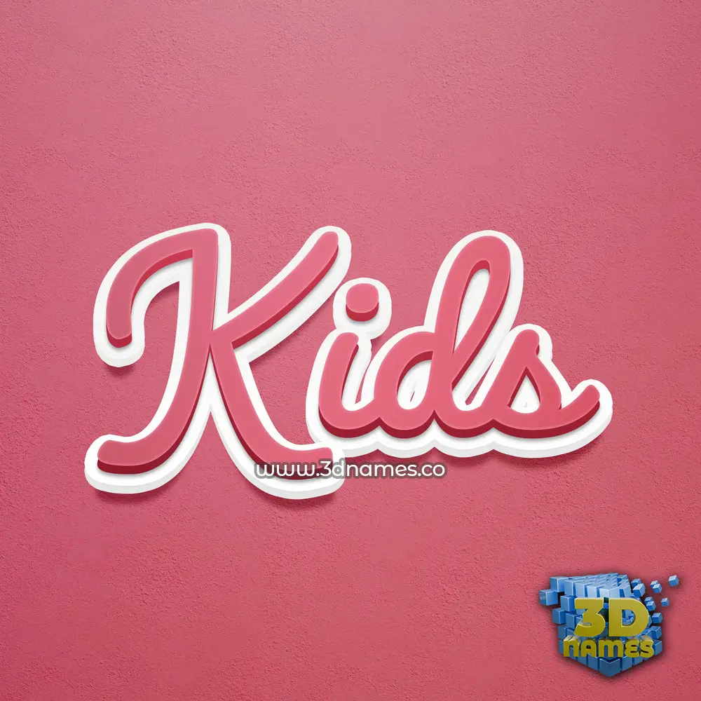 kids in Red Scribble style - 3D name wallpaper