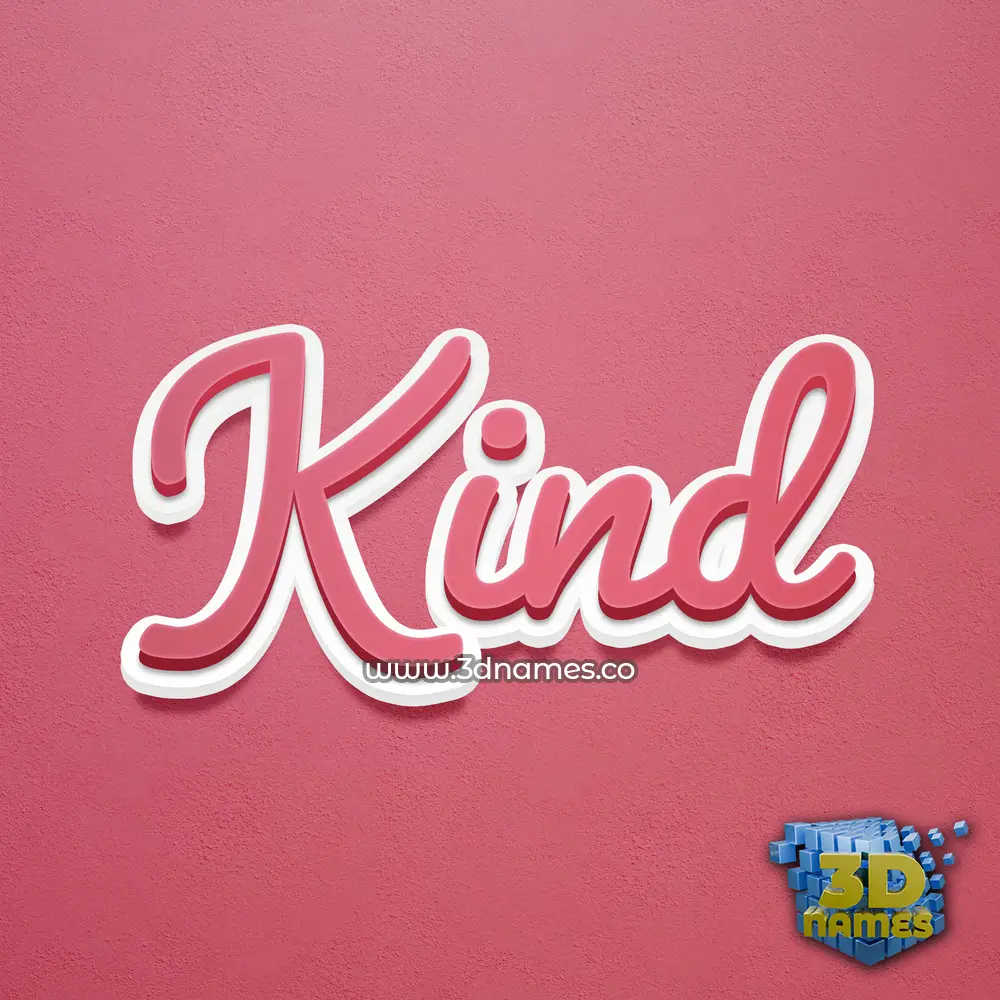 kind in Red Scribble style - 3D name wallpaper
