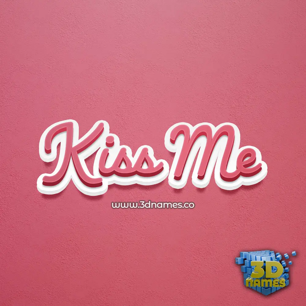 kiss me in Red Scribble style - 3D name wallpaper