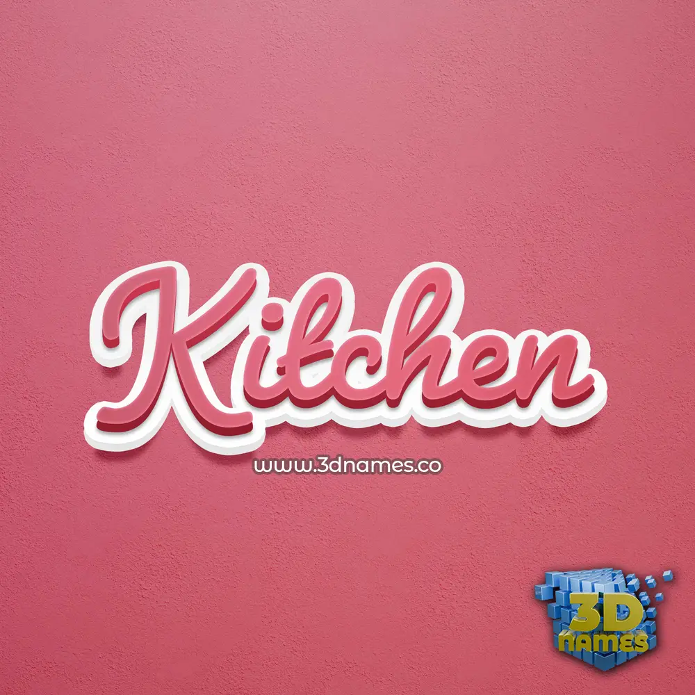 kitchen in Red Scribble style - 3D name wallpaper