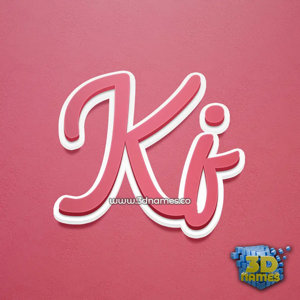 kj in Red Scribble style - 3D name wallpaper