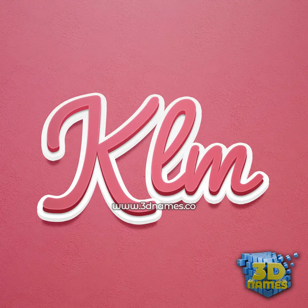 klm in Red Scribble style - 3D name wallpaper