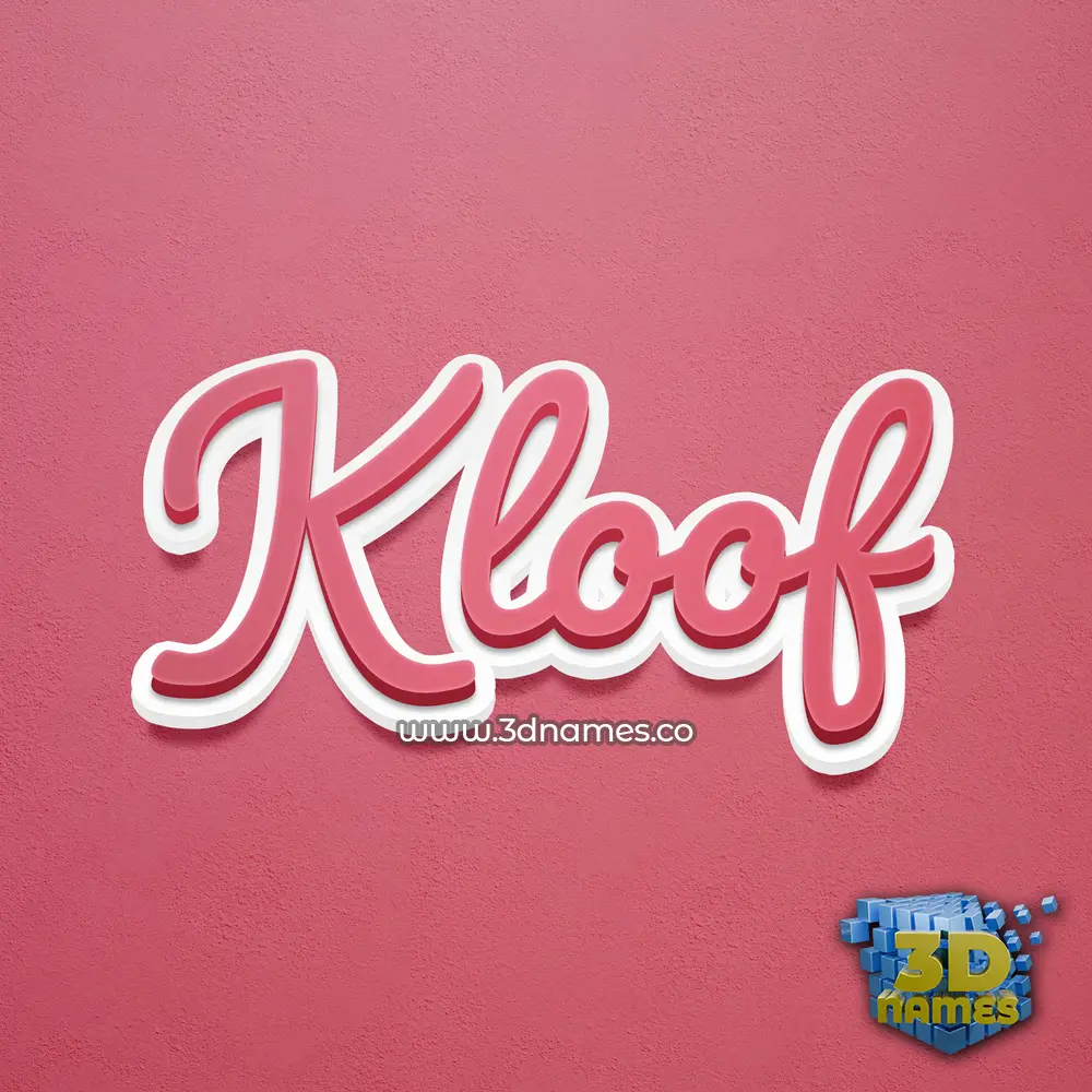 kloof in Red Scribble style - 3D name wallpaper