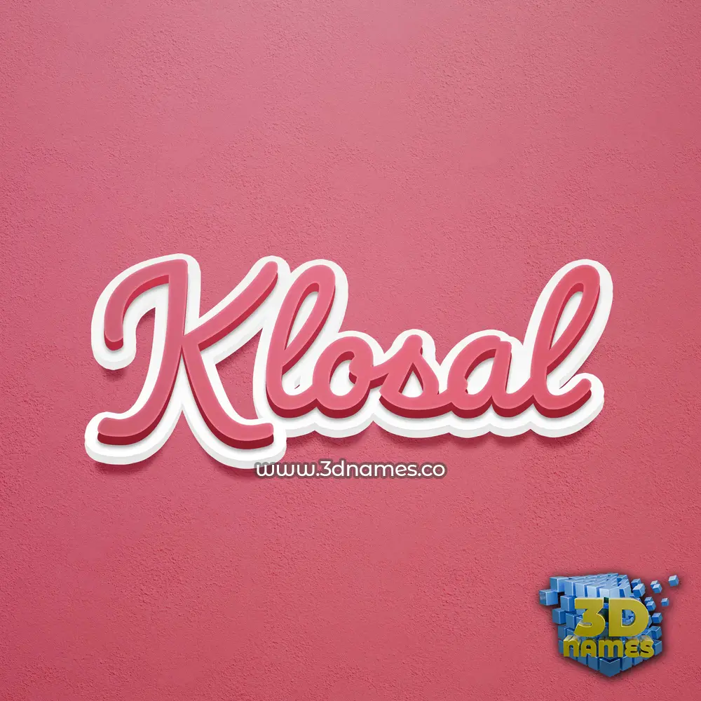 klosal in Red Scribble style - 3D name wallpaper