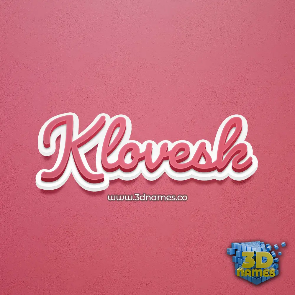 klovesk in Red Scribble style - 3D name wallpaper