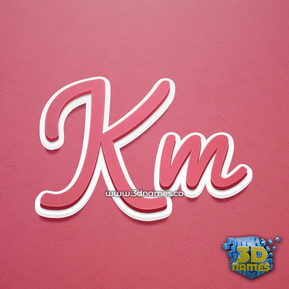 km in Red Scribble style - 3D name wallpaper
