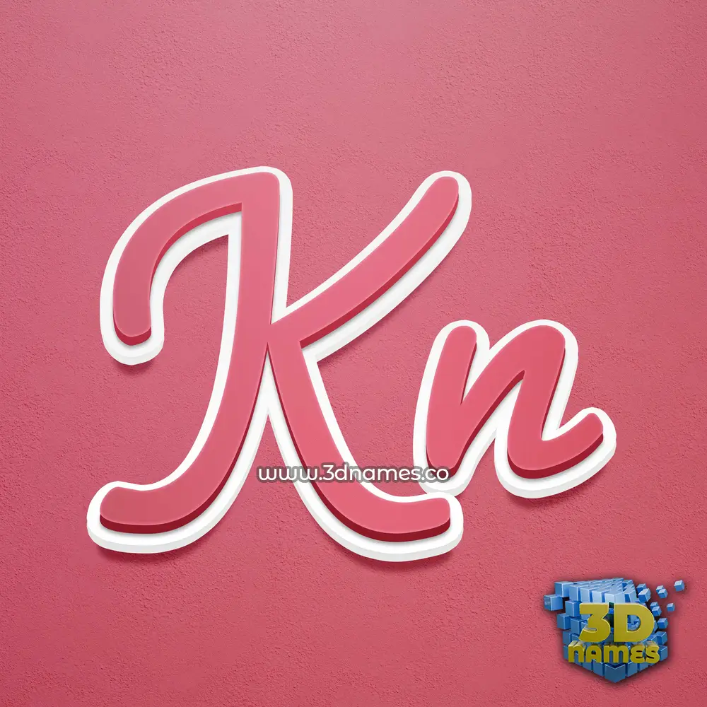 kn in Red Scribble style - 3D name wallpaper