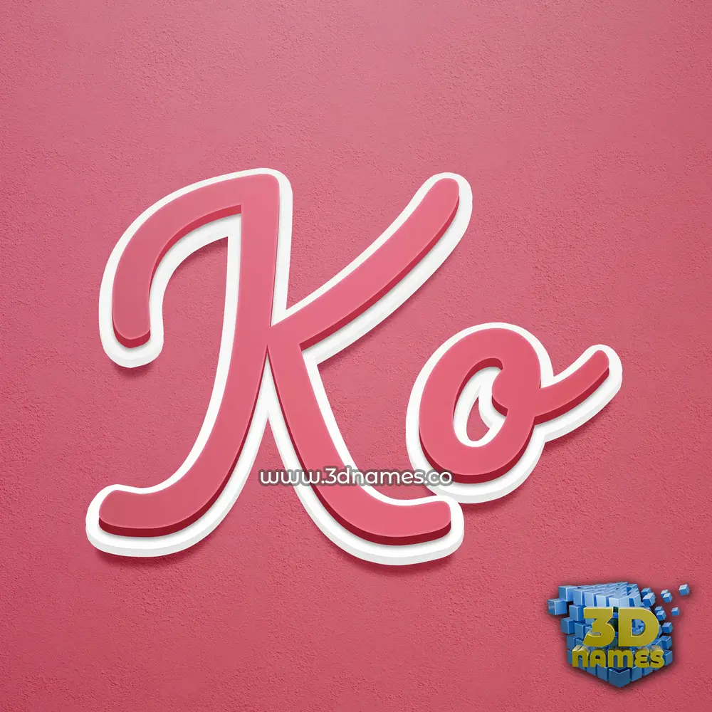 ko in Red Scribble style - 3D name wallpaper