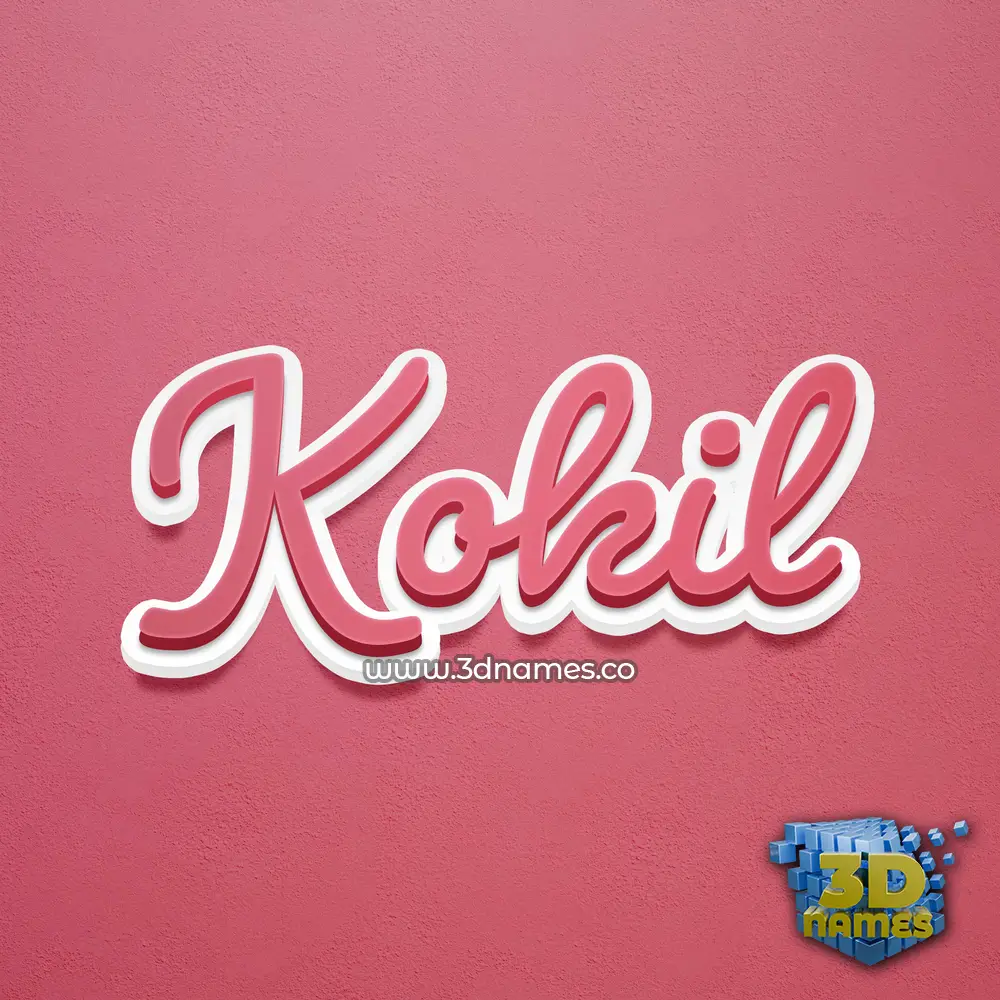 kokil in Red Scribble style - 3D name wallpaper