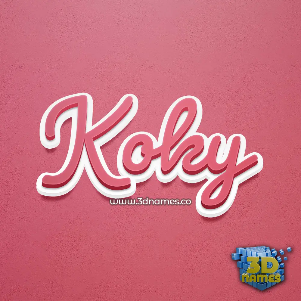 koky in Red Scribble style - 3D name wallpaper