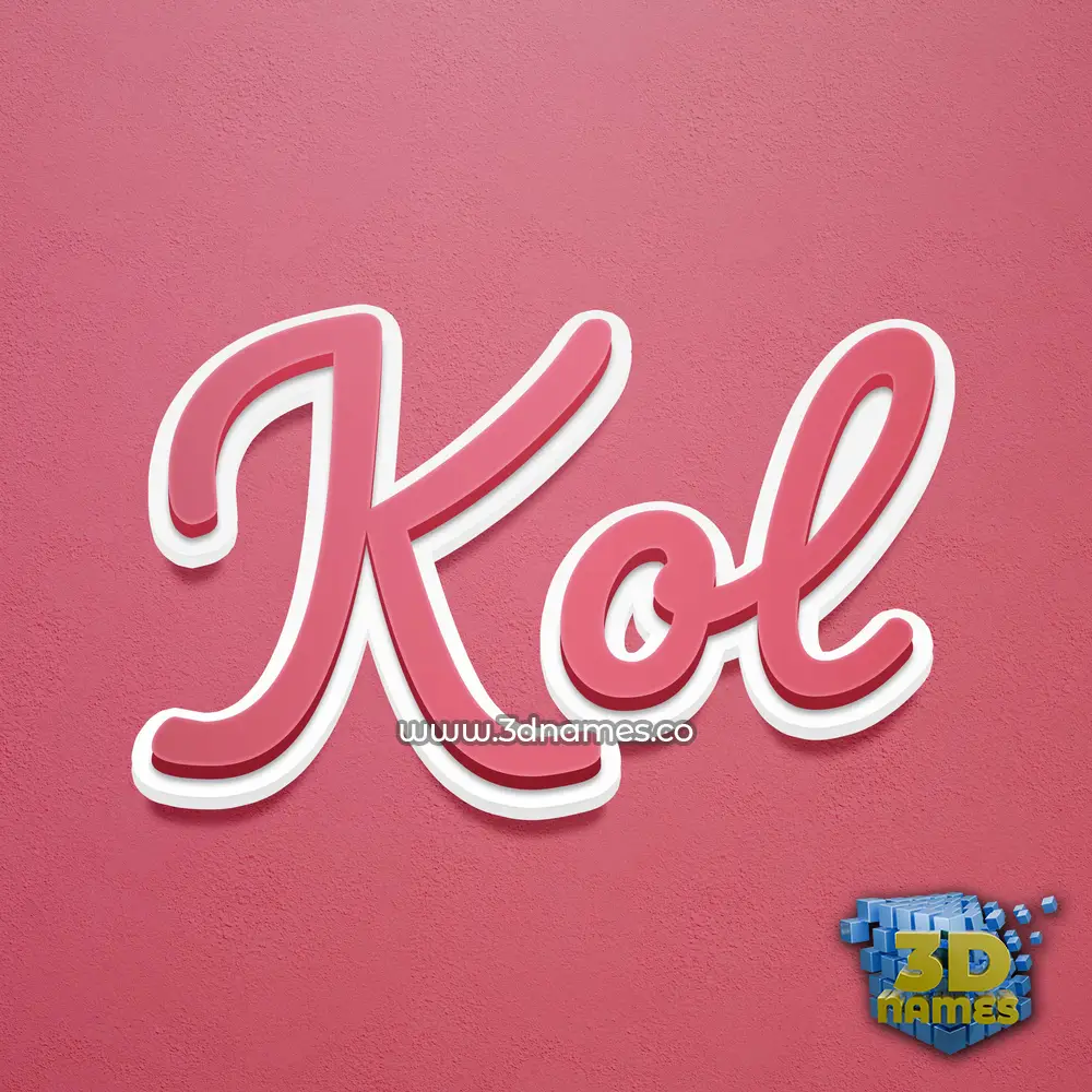 kol in Red Scribble style - 3D name wallpaper