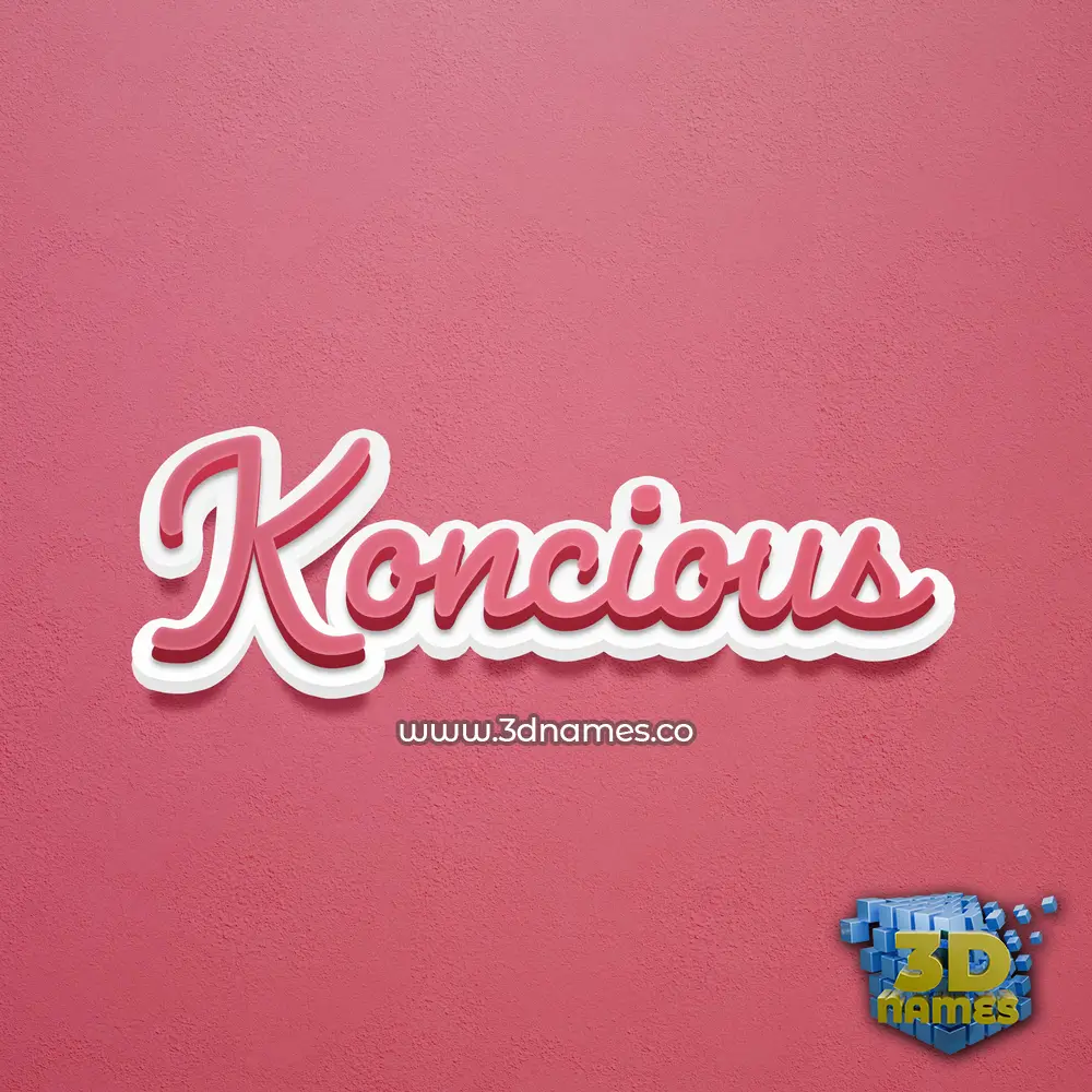 koncious in Red Scribble style - 3D name wallpaper