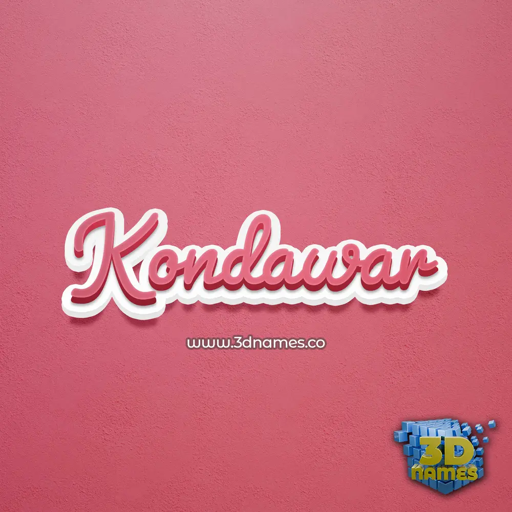 kondawar in Red Scribble style - 3D name wallpaper