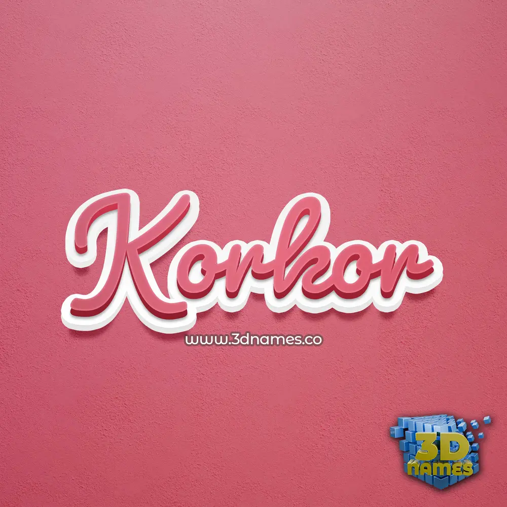 korkor in Red Scribble style - 3D name wallpaper