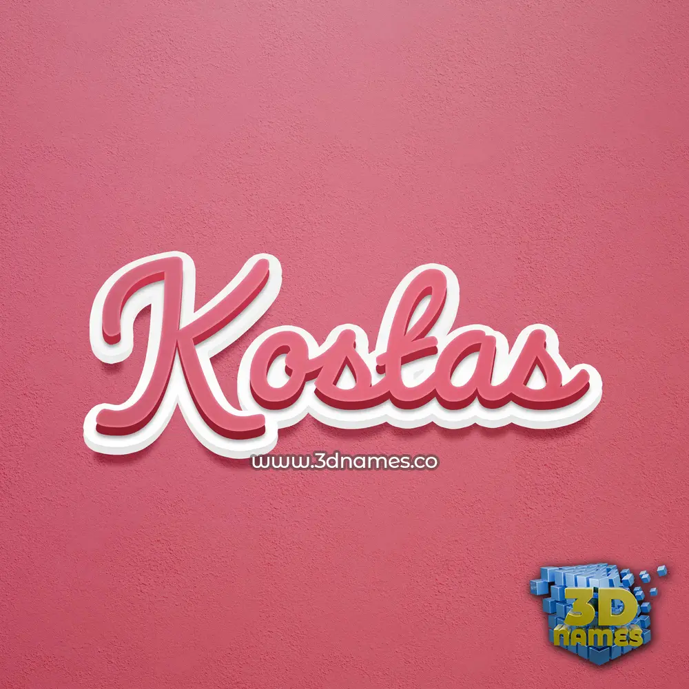 kostas in Red Scribble style - 3D name wallpaper
