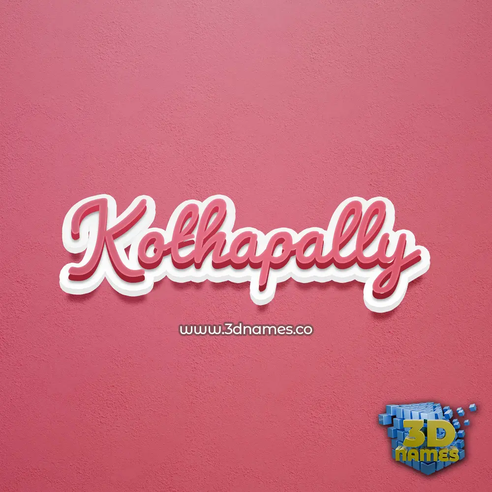 kothapally in Red Scribble style - 3D name wallpaper