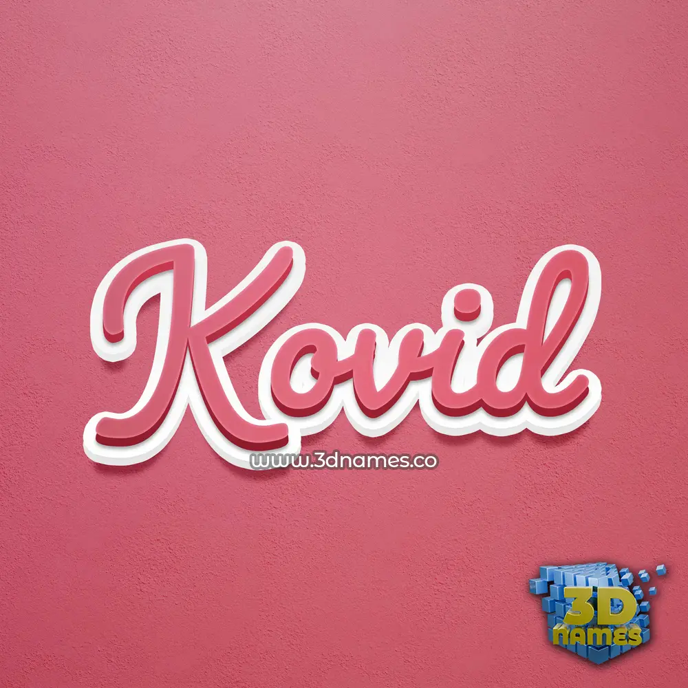 kovid in Red Scribble style - 3D name wallpaper