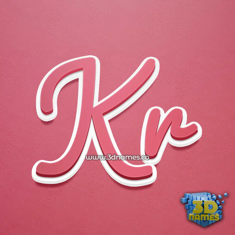 kr in Red Scribble style - 3D name wallpaper