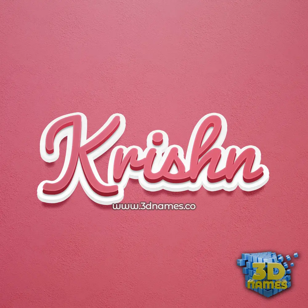 krishn in Red Scribble style - 3D name wallpaper