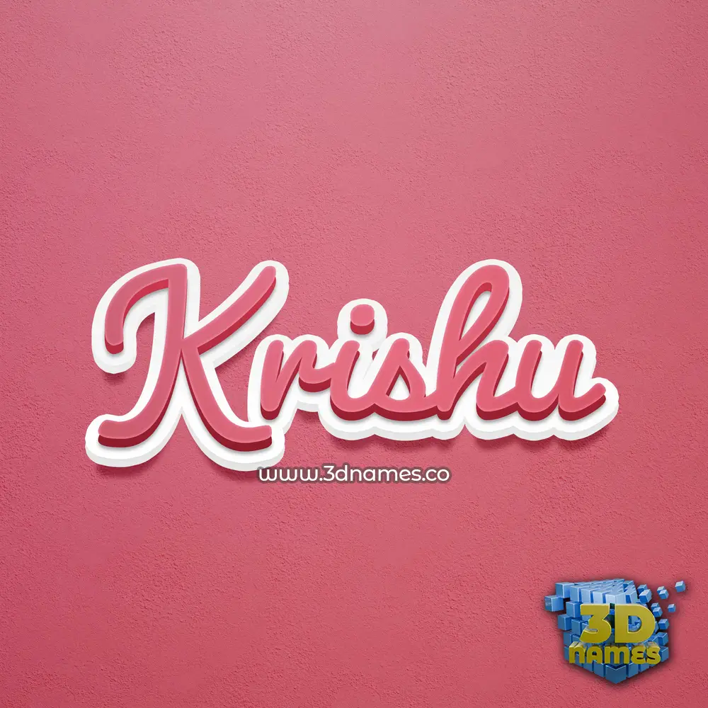 krishu in Red Scribble style - 3D name wallpaper