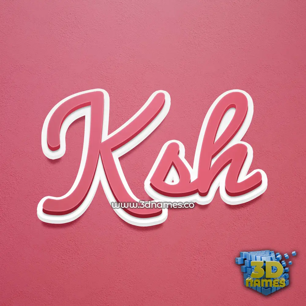 ksh in Red Scribble style - 3D name wallpaper