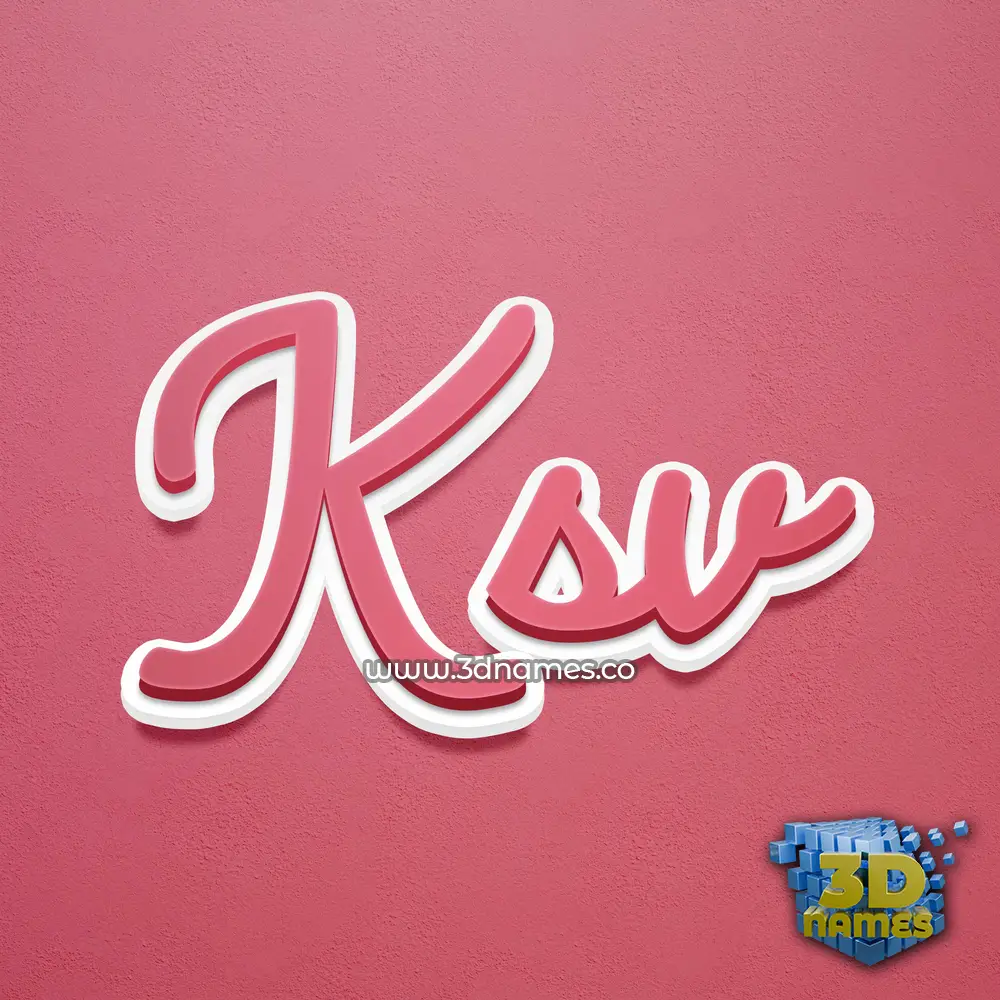 ksv in Red Scribble style - 3D name wallpaper