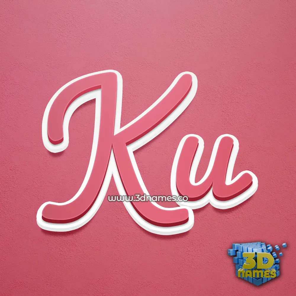 ku in Red Scribble style - 3D name wallpaper