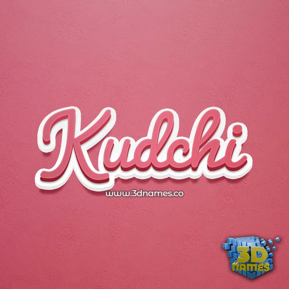 kudchi in Red Scribble style - 3D name wallpaper