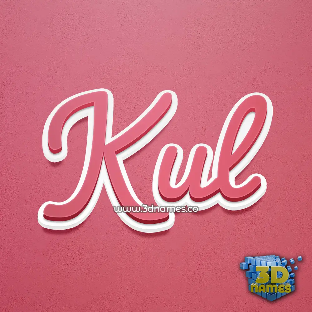 kul in Red Scribble style - 3D name wallpaper