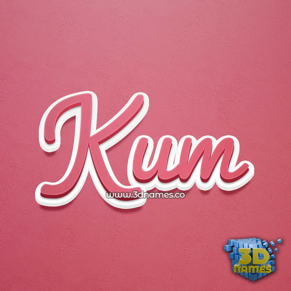 kum in Red Scribble style - 3D name wallpaper